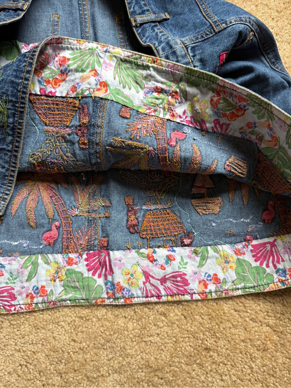 Oilily Blue Denim Mini Skirt with Tropical Embroidery - Picture 8 of 10